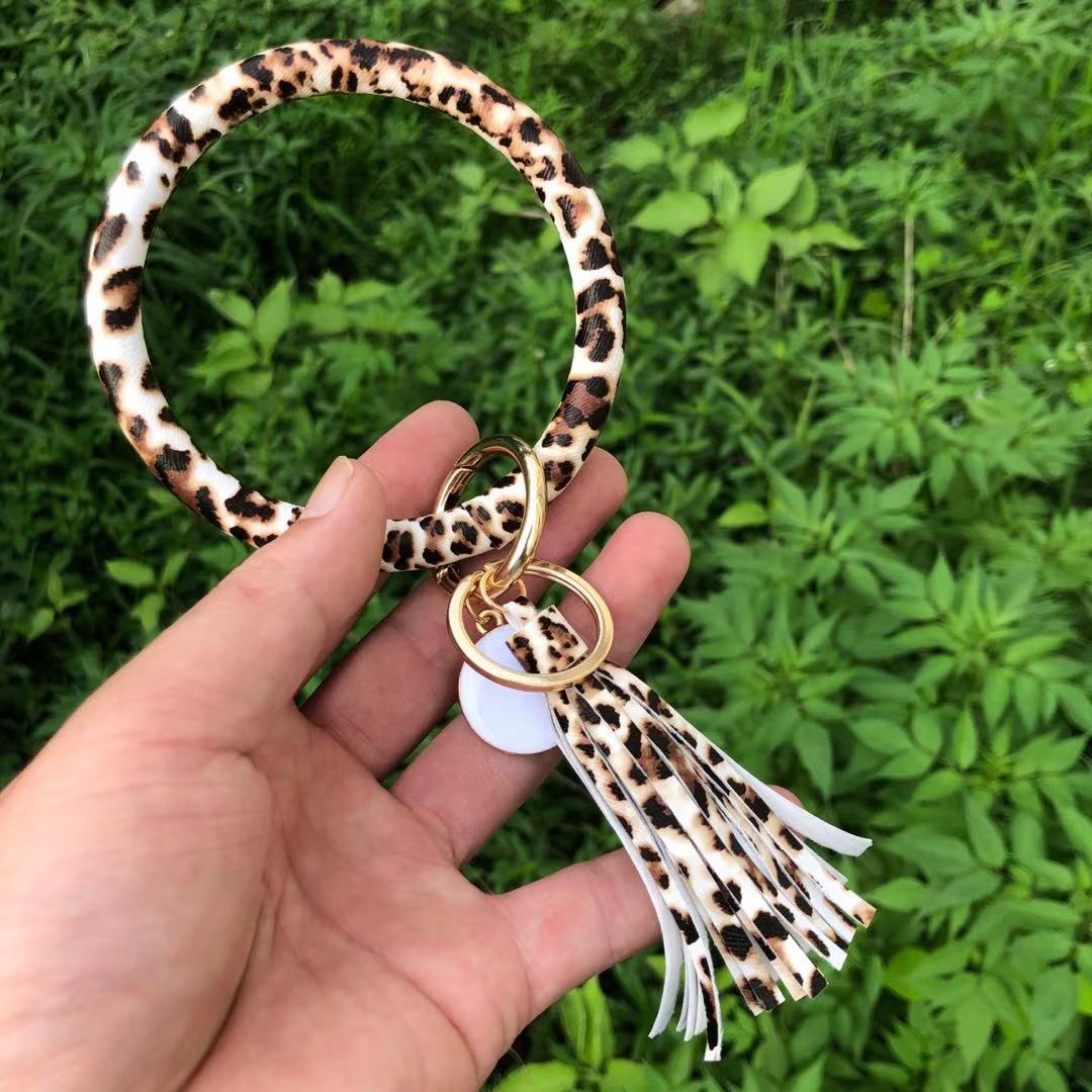 WholesalePU Leather Tassel Bracelet Keychain